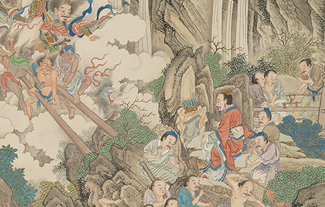 仿唐人大禹治水图轴.清.谢遂绘.纸本设色.台北故宫博物院藏