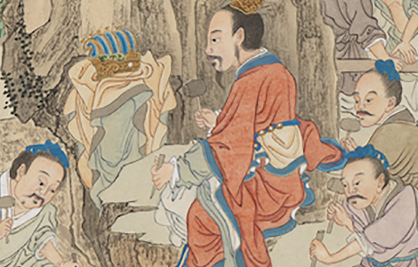 仿唐人大禹治水图轴.清.谢遂绘.纸本设色.台北故宫博物院藏 仿唐人大禹治水图轴.清.谢遂绘.纸本设色.台北故宫博物院藏