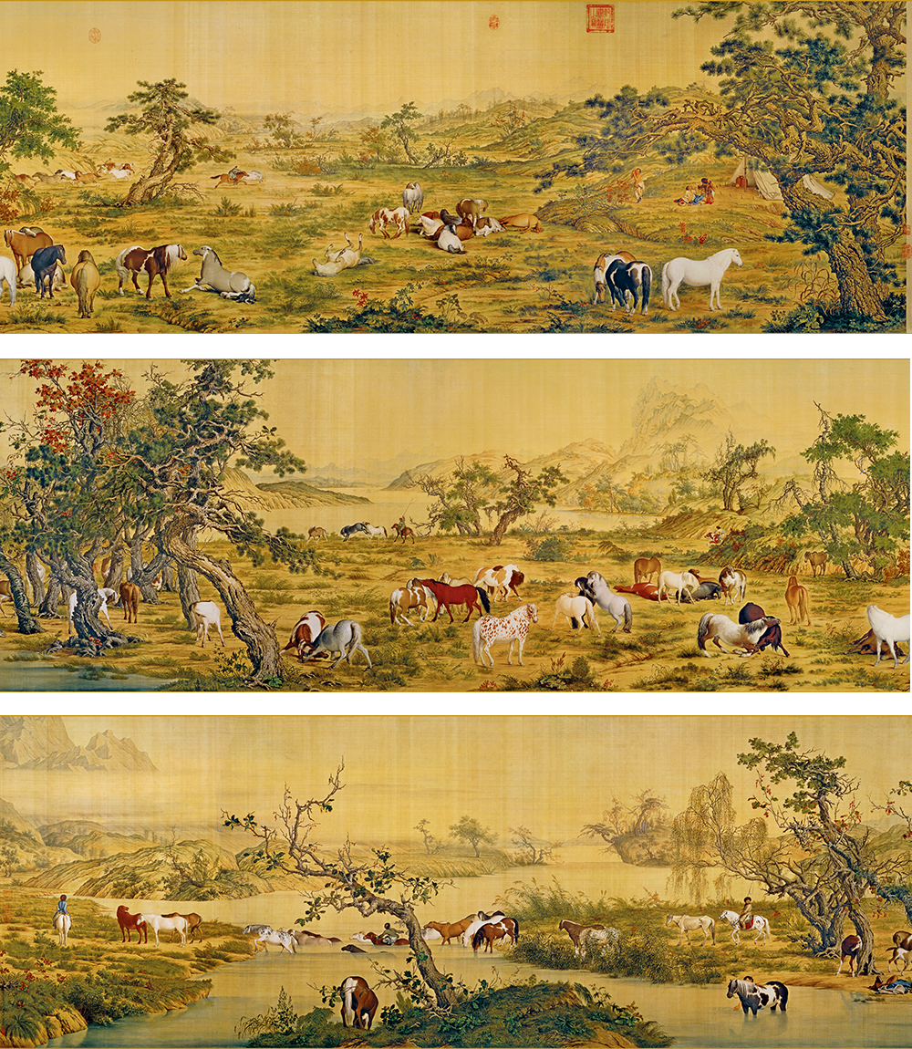不愧传世名画,每个局部单独看都是经典之作 郎世宁的《百骏图》 不愧传世名画,每个局部单独看都是经典之作 郎世宁的《百骏图》