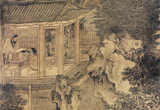 五代 卫贤 高士图 绢布 134.5x52.5北京