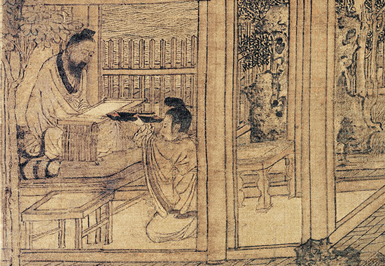 五代 卫贤 高士图 绢布 134.5x52.5北京