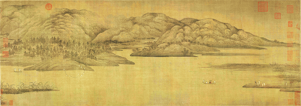 五代 董源 潇湘图卷 全卷 绢本50X141