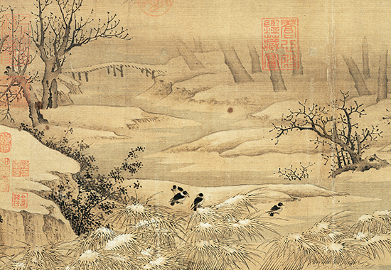 北宋 李成 寒鸦图卷(全卷)绢本27.1X113.2北京故宫
