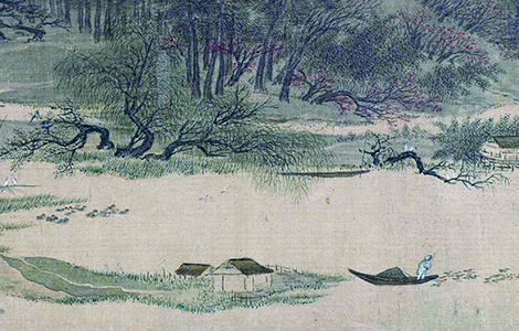 宋 惠崇 溪山春晓图 绢本 24.5x185