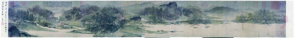 宋 惠崇 溪山春晓图 绢本 24.5x185