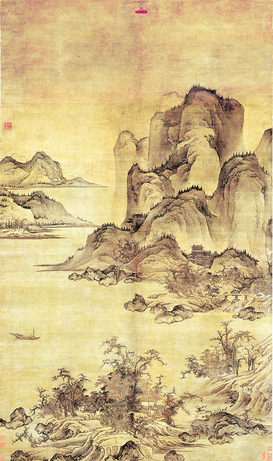 清 蓝瑛 秋山行旅图轴绢本 186.5x69