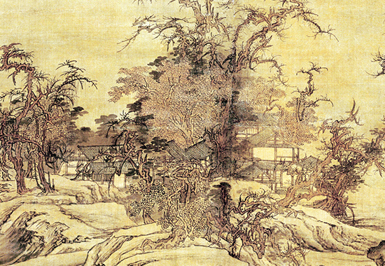 清 蓝瑛 秋山行旅图轴绢本 186.5x69