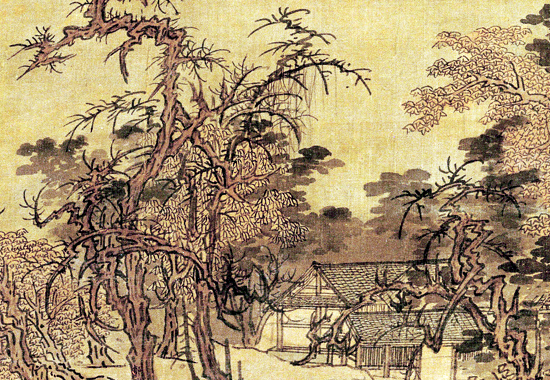清 蓝瑛 秋山行旅图轴绢本 186.5x69