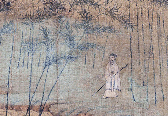 元 赵孟頫 自画像 图页 绢本 设色 24x23