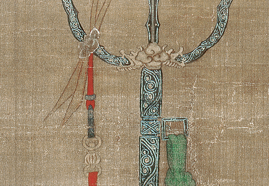 元 徐泽 架上鹰图 51.99X78.66cm