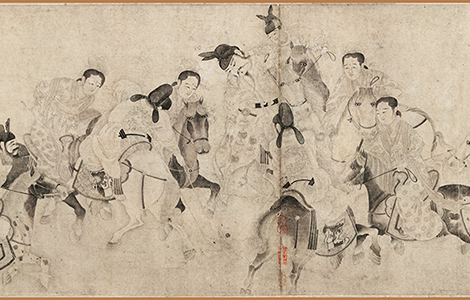 北宋 李公麟 明皇击球图卷(全图） 纸本33x511辽宁省博物馆