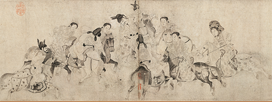 北宋 李公麟 明皇击球图卷(全图) 纸本33x511辽宁省博物馆
