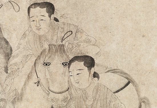 北宋 李公麟 明皇击球图卷(全图) 纸本33x511辽宁省博物馆