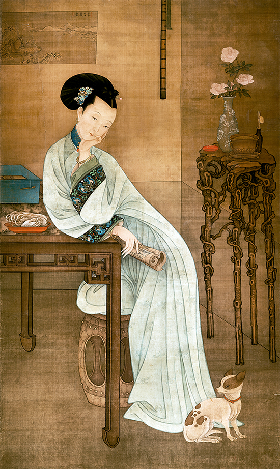 清·冷枚《春阁倦读轴》:画中雅韵,时光之美,笔墨洁净,典丽妍雅,精美绝伦