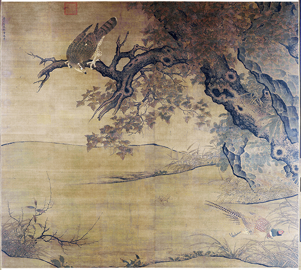 南宋 李迪 枫鹰稚鸡图轴 宋代院体花鸟画的巨构杰作