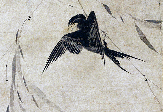 元 盛昌年 《柳燕图》纸本75.9x25.5 元代花鸟画典范之作