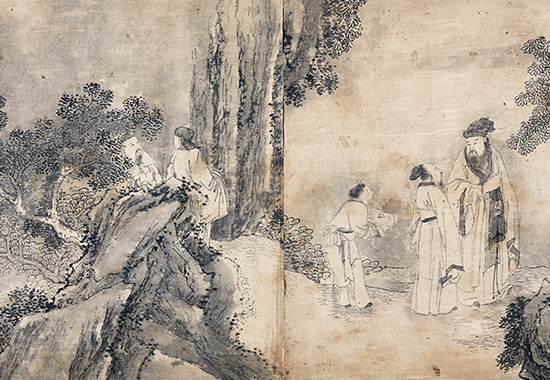 明 钱贡 《兰亭诗序图卷》 兰亭雅集场景的再现
