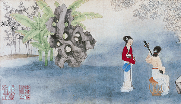 清 刘彦冲 《听阮图》纸本 听阮琴悠扬 对美好生活的追求和向往