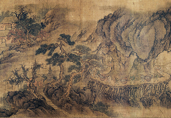 北宋（燕文贵款）《扬鞭催马送粮忙图》描绘老百姓为前线军队送军粮的场面