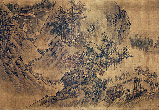 北宋（燕文贵款）《扬鞭催马送粮忙图》描绘老百姓为前线军队送军粮的场面