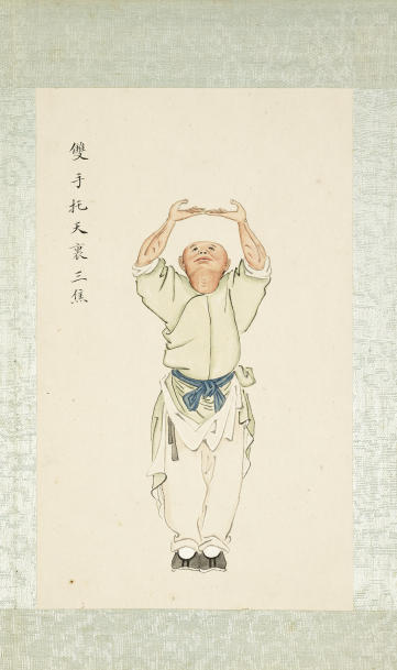 八段锦册.清代绘本.台北故宫博物院藏 “吕真人安乐法” 清代命名为“八段锦”