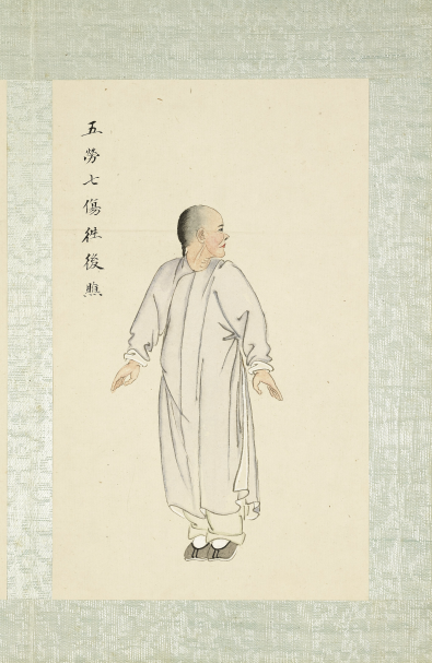 八段锦册.清代绘本.台北故宫博物院藏 “吕真人安乐法” 清代命名为“八段锦”