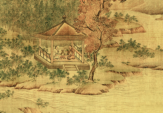 北宋 赵令穰 《陶潜赏菊图》陶渊明归隐生活 董其昌、詹同、蔡哲、中山居士、张羽、苏伯衡题跋