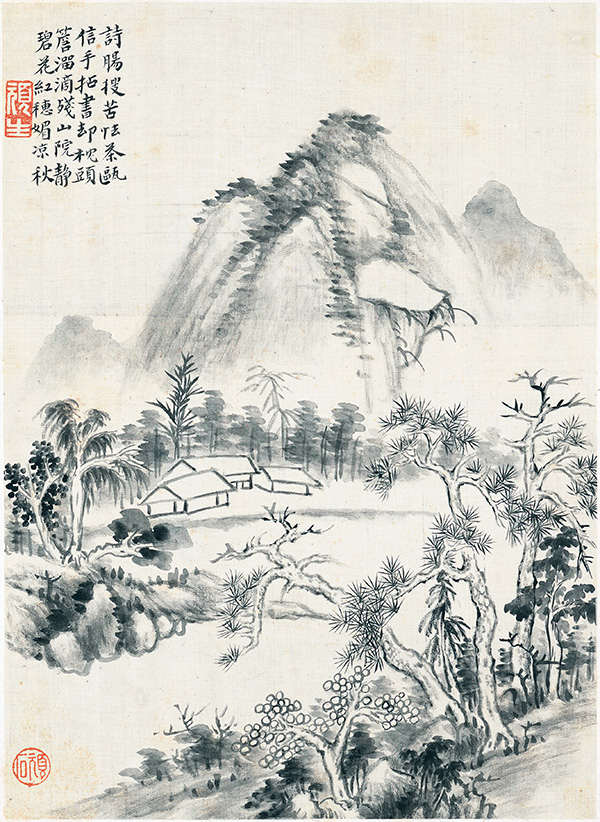 清 华岩 《山水十二开》“空谷之音” 的美誉 绘画、书法、诗歌 “三绝”