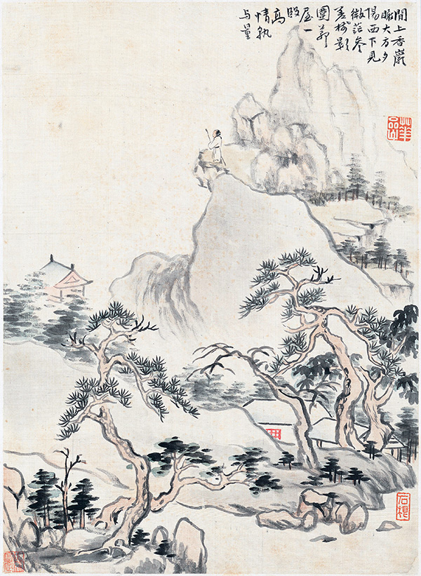 清 华岩 《山水十二开》“空谷之音” 的美誉 绘画、书法、诗歌 “三绝”