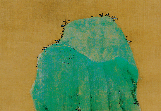明 蓝瑛 《白云红树图》青绿重色画 设色绚丽 对比强烈