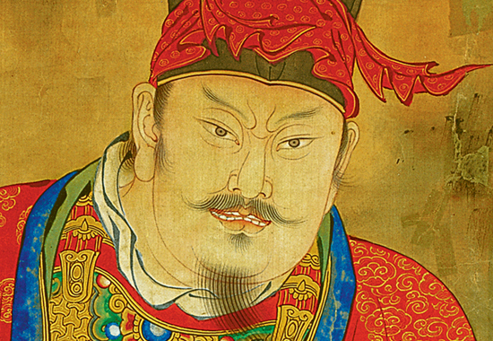 明 商喜 《关羽擒将图》 刚劲流畅,顿挫有力,色彩红绿金粉,鲜艳夺目。