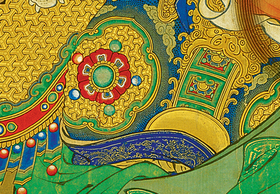明 商喜 《关羽擒将图》 刚劲流畅,顿挫有力,色彩红绿金粉,鲜艳夺目。
