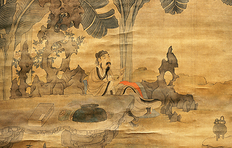 明 陈洪绶 《蕉林酌酒图》高古奇骇的古拙美