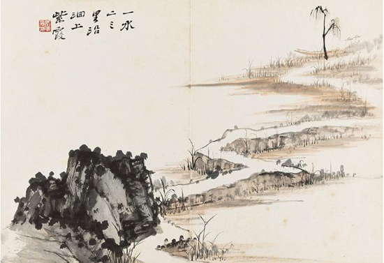 张大千《致张群山水花卉合册》笔墨松秀润滋 清新俊逸