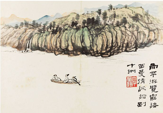 张大千《致张群山水花卉合册》笔墨松秀润滋 清新俊逸