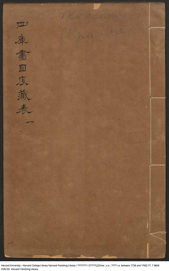 《四库书目庋藏表》记录收录书籍的存放情况
