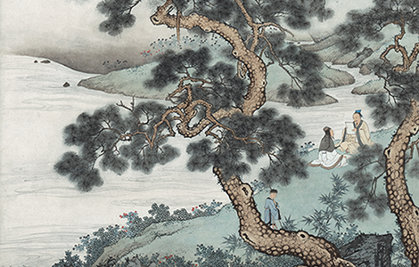 近代 陈少梅  《仿刘松年松泉图》清逸淡雅、寓柔秀于阳刚的清劲画风