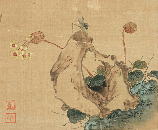 清 居廉 花卉奇石册 十二开 “不能形似哪能神似”