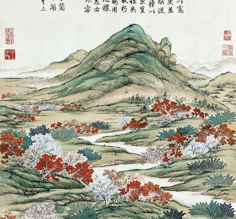 清 关槐 《上塞锦林图》乾隆皇帝命题描绘塞外锦绣风光