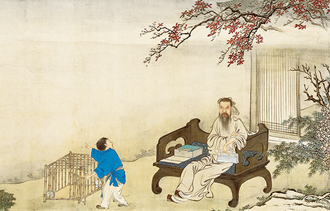 清 禹之鼎《王士祯放鸟图》《王士禛放鹇图》以景衬人、以景喻人