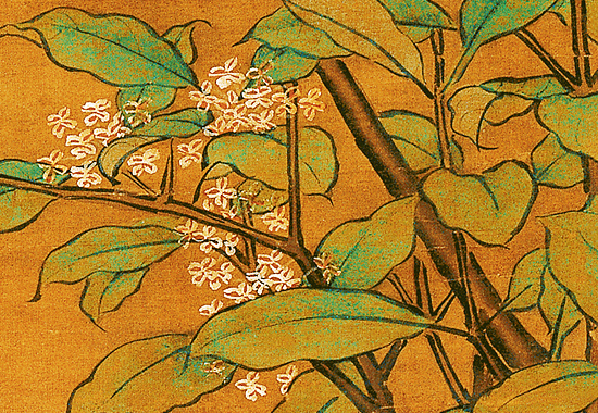 明 吕纪《桂菊山禽图》绢本 皇家艺术和审美旨趣,营造欢乐华美的意境