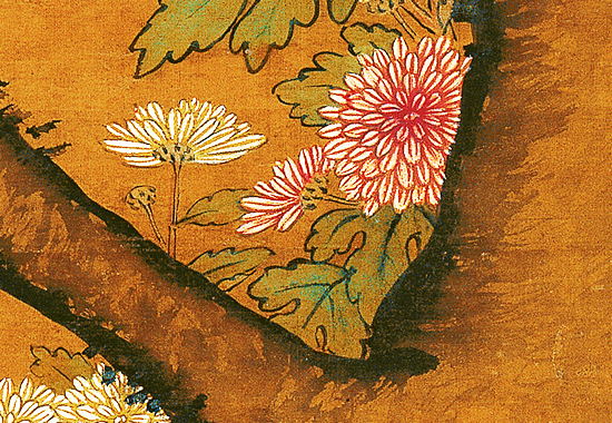 明 吕纪《桂菊山禽图》绢本 皇家艺术和审美旨趣,营造欢乐华美的意境
