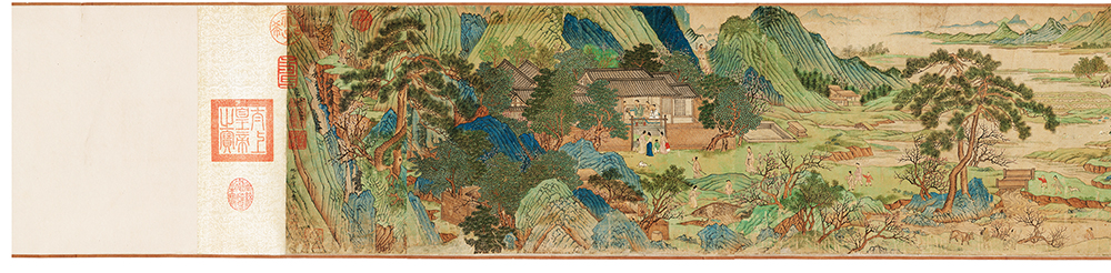 明 仇英《桃源图卷》纸本 明代青绿山水画的代表作之一 传统青绿山水的富丽堂皇