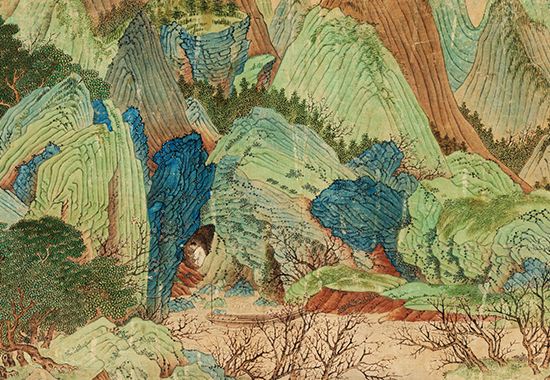 明 仇英《桃源图卷》纸本 明代青绿山水画的代表作之一 传统青绿山水的富丽堂皇