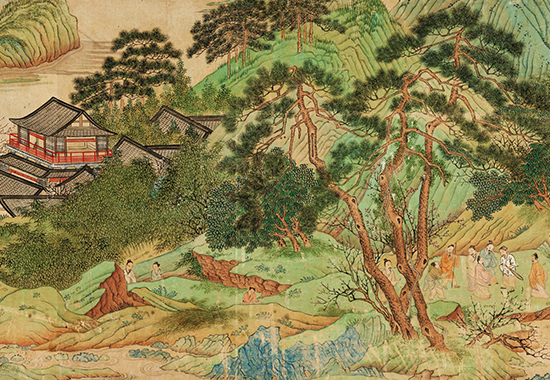 明 仇英《桃源图卷》纸本 明代青绿山水画的代表作之一 传统青绿山水的富丽堂皇