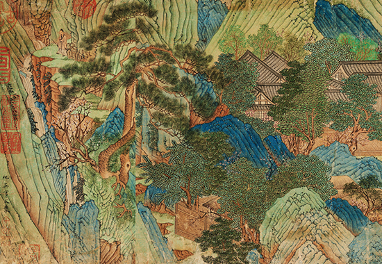 明 仇英《桃源图卷》纸本 明代青绿山水画的代表作之一 传统青绿山水的富丽堂皇