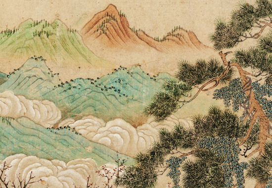 明 仇英《桃源图卷》纸本 明代青绿山水画的代表作之一 传统青绿山水的富丽堂皇