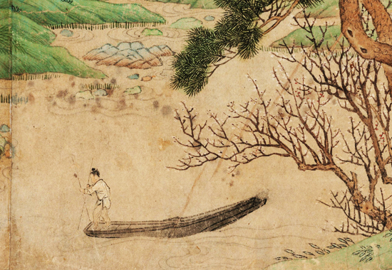 明 仇英《桃源图卷》纸本 明代青绿山水画的代表作之一 传统青绿山水的富丽堂皇