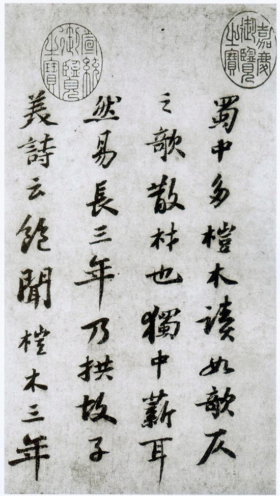 (宋)苏轼 行书《杜甫桤木诗卷帖》“要使其光清而不浮,湛湛如小儿目睛”