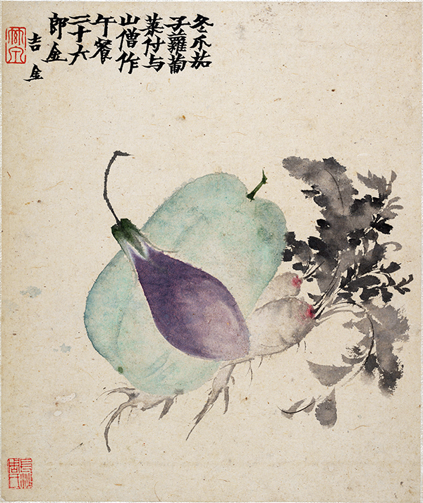 清 金农《墨戏图册》荷花、花卉、瓜果、梅花、兔子等诸多元素